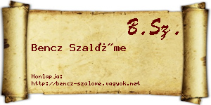 Bencz Szalóme névjegykártya